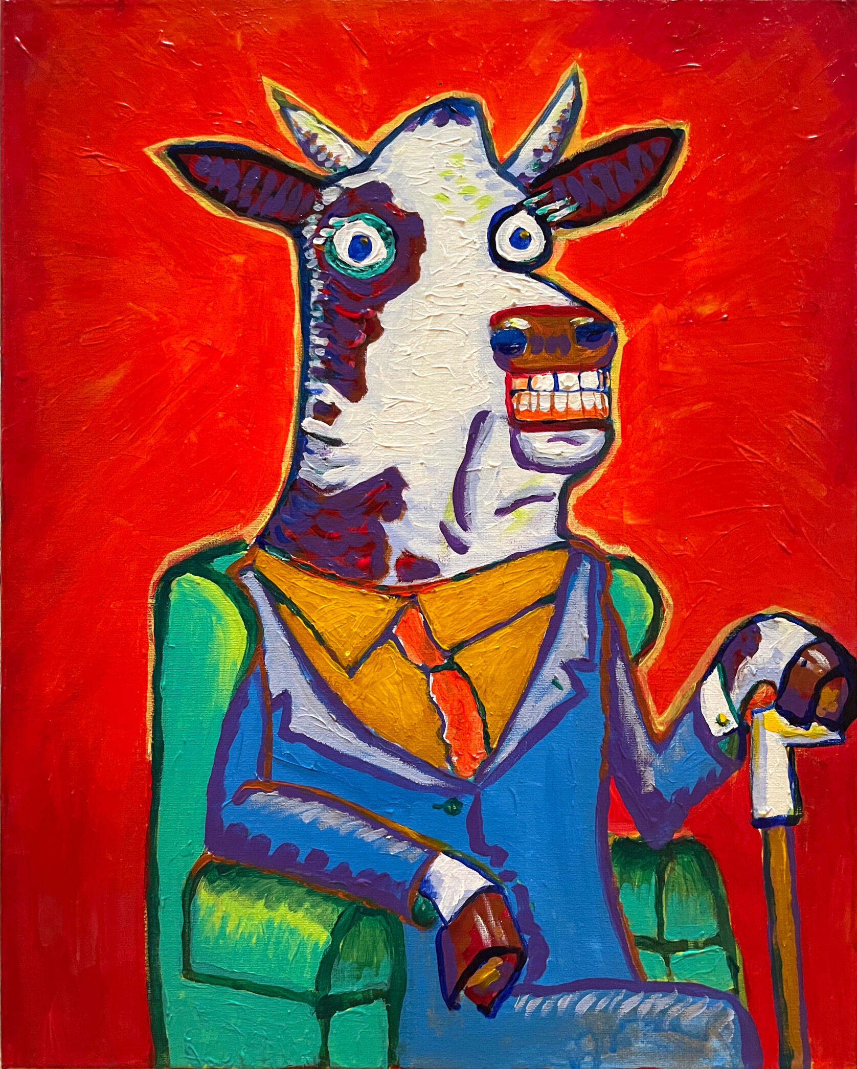 Green Chair Cow